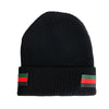 Black Designer Stripe Beanie