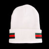 White Designer Stripe Beanie