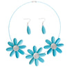 Turquoise Triple Flower Wire Collar