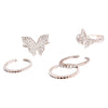 Silver Butterfly 5 Pcs Rings