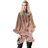 Brown Multi Layer Fur Trim Cape