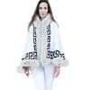 Beige Faux Fur Greek Key Ruana