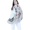 Beige Faux Fur Greek Key Ruana