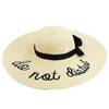 Do Not Disturb Weaved Beach Embroidered Bead Floppy Wide Brim Sun Hat Ribbon Bow