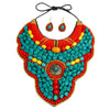 Turquoise and Multi Color Stone Bead Raised Collar Bib Necklace Set